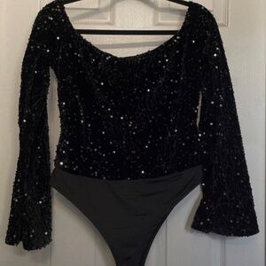 Halloween costume: Black, sequin bodysuit